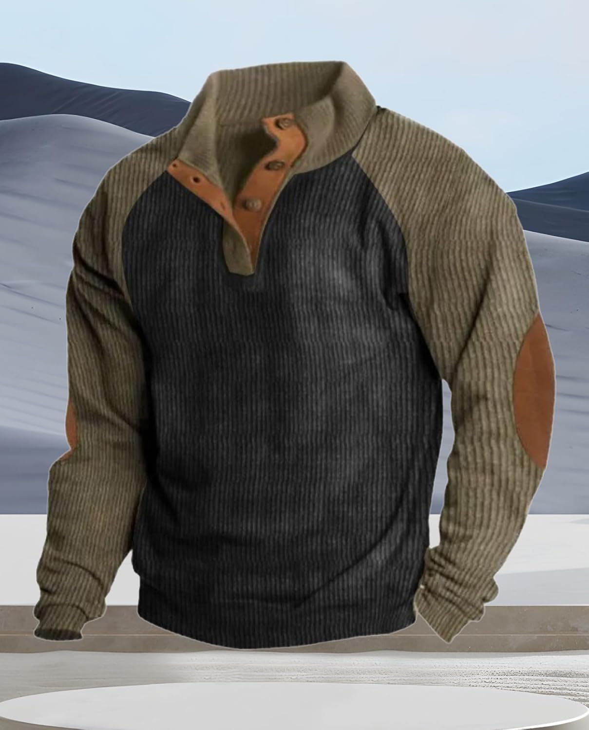 Western Sweatshirts for Men Aztec Retro Pullover Quarter Zip Sweatshirt Mens Stitching Color Fleece Sweatshirt - Image 3