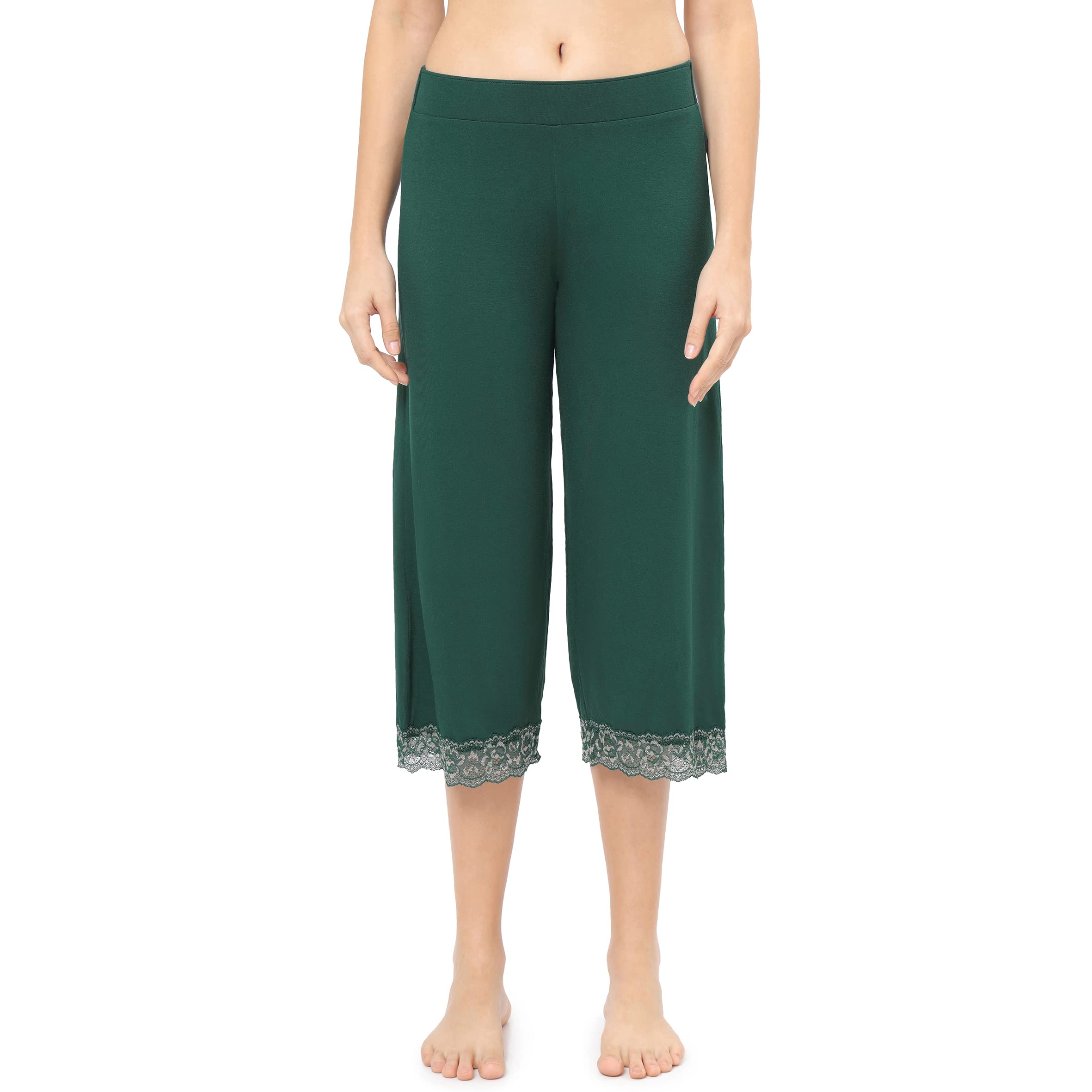 Solid Below Knee Mid Rise Capri Sleep Bottom-image-18