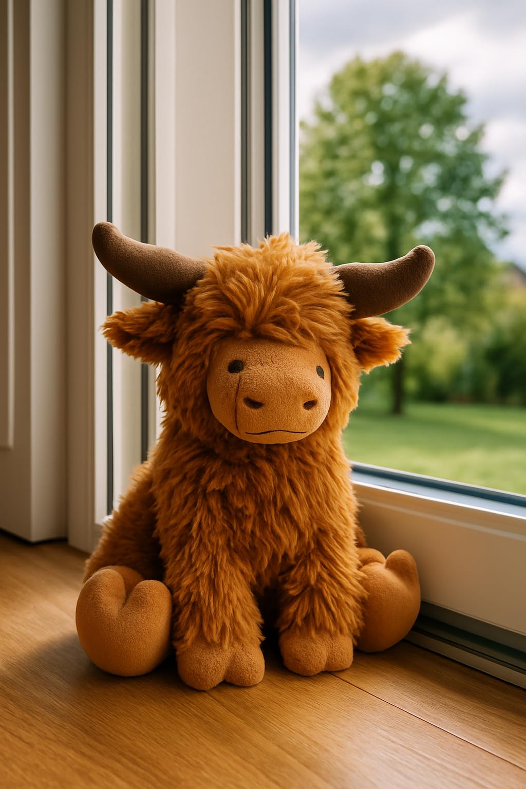 Khevga Türstopper Tier aus Stoff – Hochwertiger Highland Cattle Türhalter, 1 kg schwer, 23 cm hoch, rustikales Design, Türpuffer, Deko für Wohnzimmer, Büro & Kinderzimmer, Braun, robust & standfest