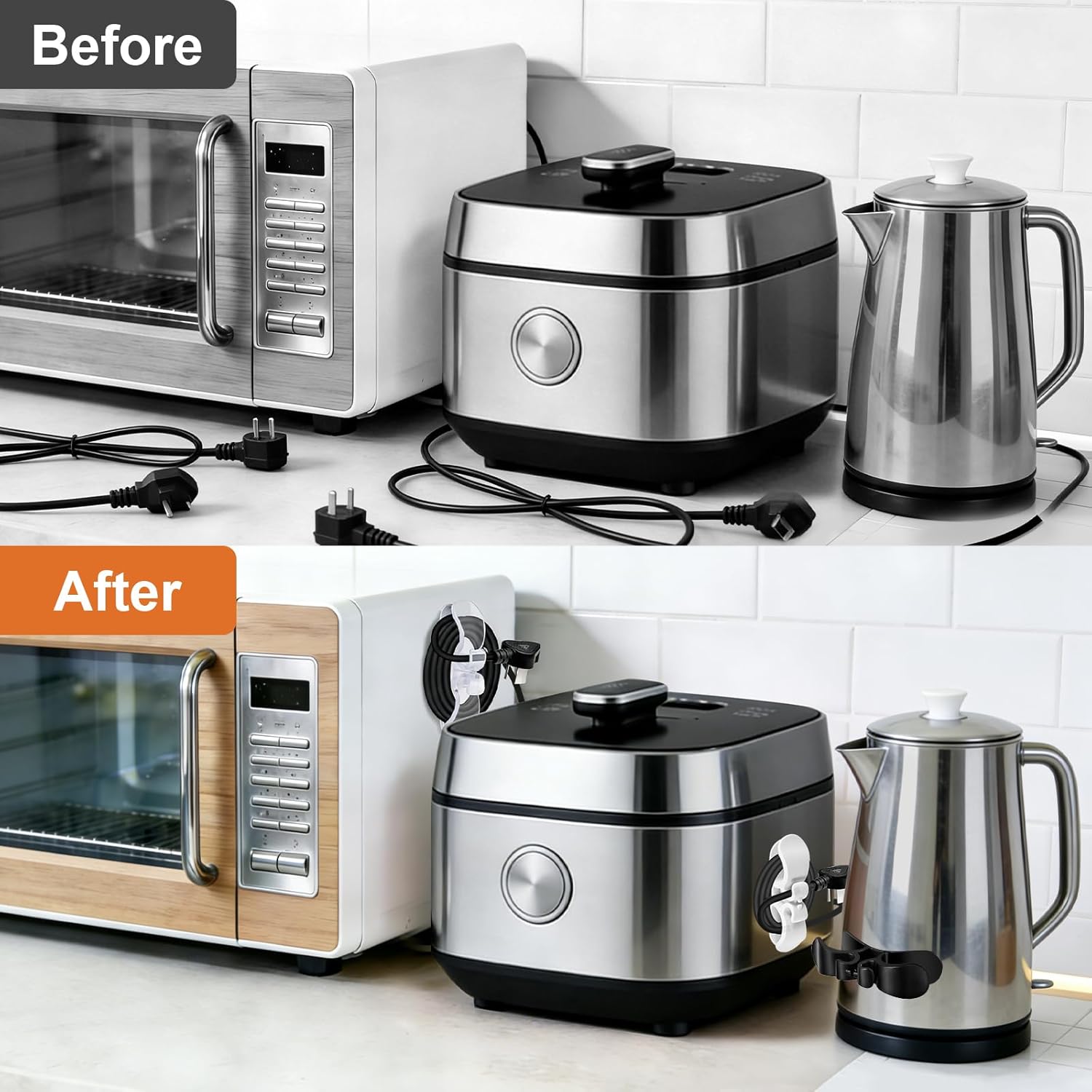 8PCS Cord Organizer for Appliances, Upgraded Kitchen Appliance Cord Organizer Stick on Appliance Cord Wrap Cord Kipper Cord Holder for Appliances Pressure Cooker, Coffee Maker, Air Fryer,Mixer
