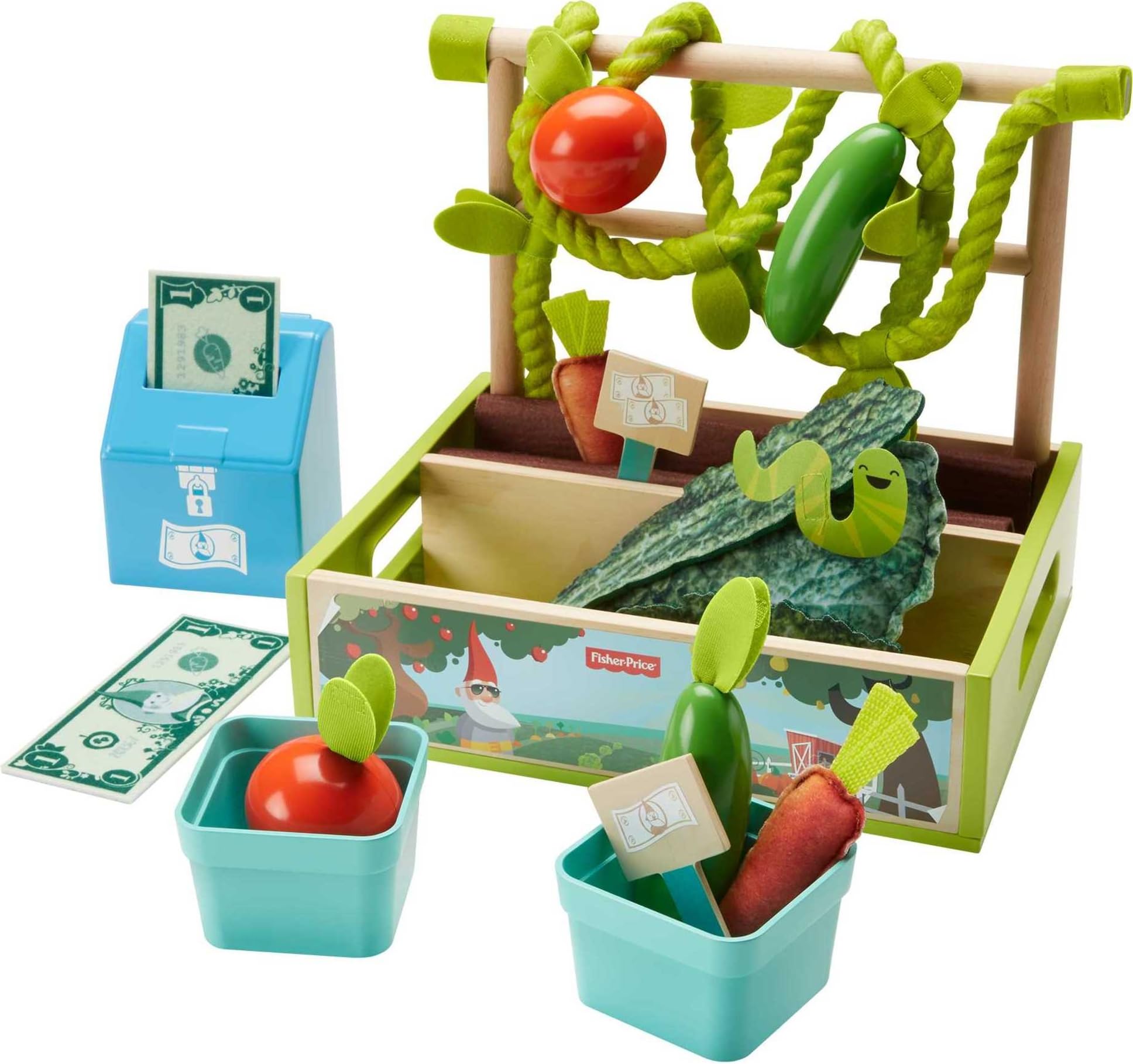 Fisher-Price GGT62 – stoisko targowe, drewniane zabawki dla dzieci od 3 lat