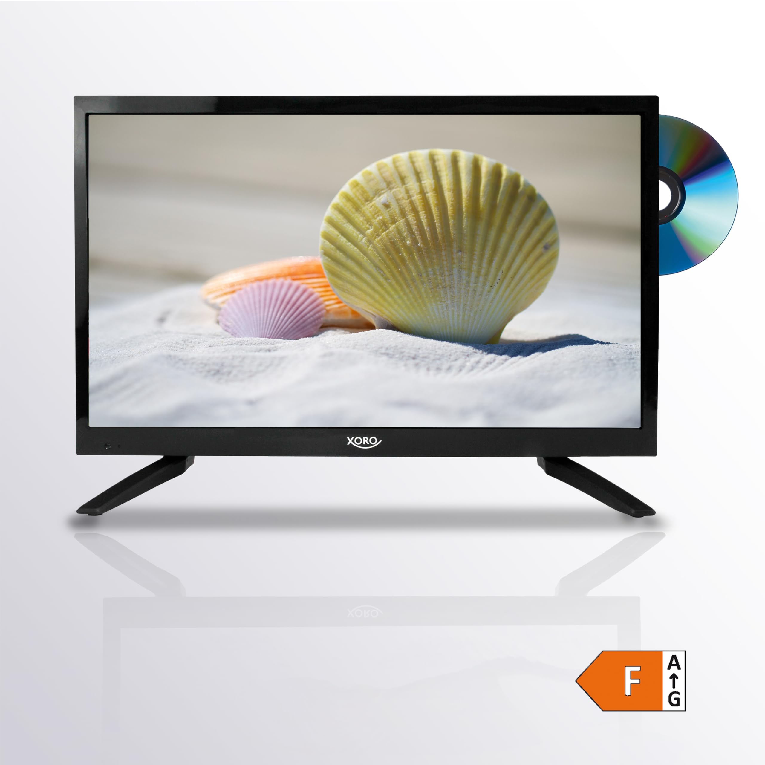 XORO HTC 2249 21.5" Zoll (55 cm) LCD Fernseher mit HDTV Triple Tuner, integrierter Slot-In DVD Player, USB 2.0 Mediaplayer, CI+ Schacht, 12V Anschluss, schwarz