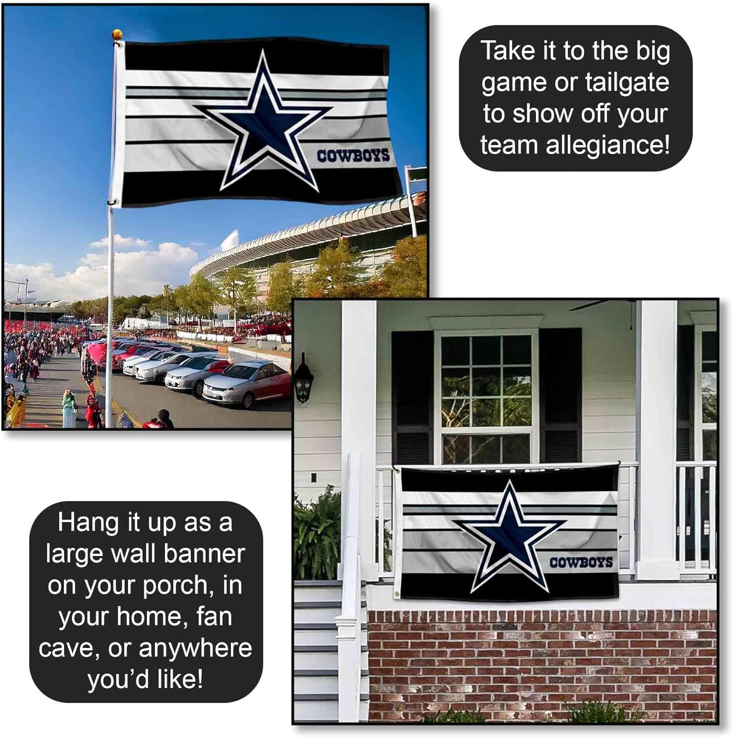 Dallas Cowboys Retro Stripes Large 3x5 Flag - Image 4