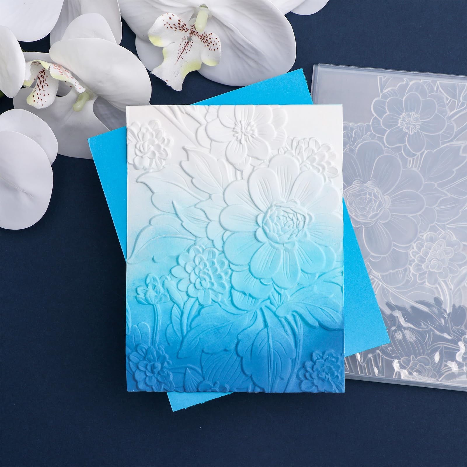 3D Embossing Folder for Card Making Texture Fades Blossom Bloom Floral Plastic Embossing Folder Template for DIY Scrapbooking Paper Crafting Handmade Crafts Scrapbooking Arts Supplies Scrapbook Decor
