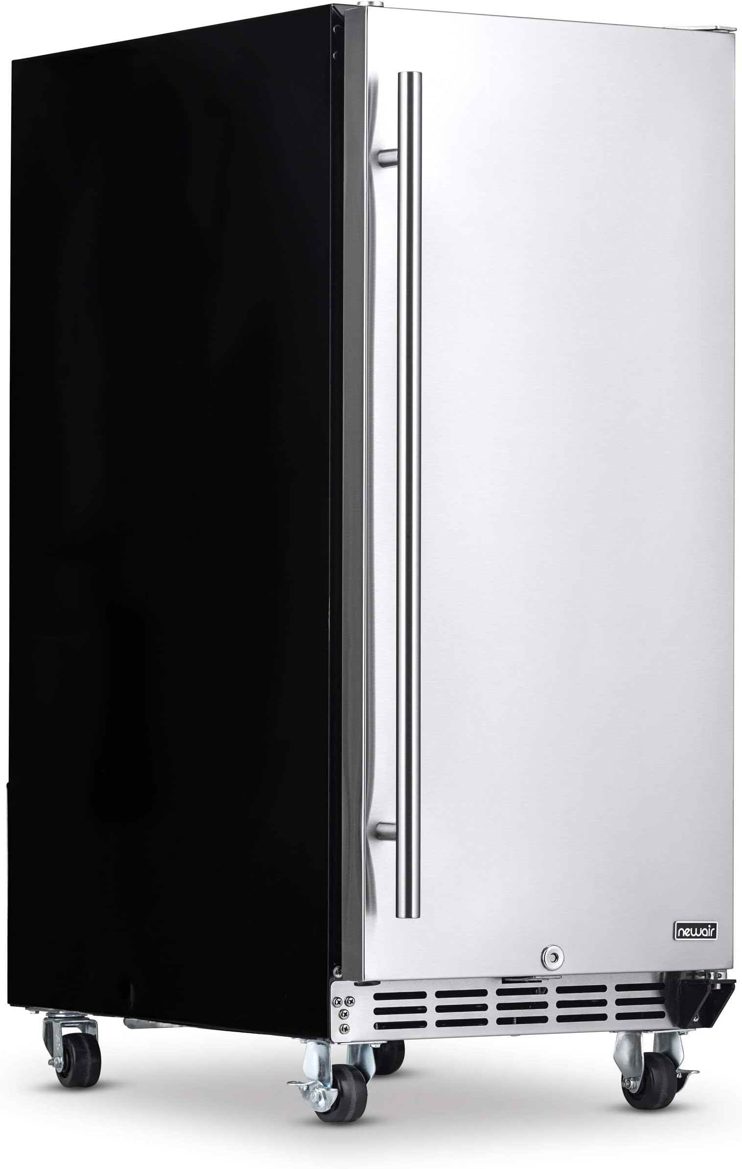 NewAir 15" Outdoor Beverage Refrigerator | Weatherproof Stainless Steel Fridge with Auto-Closing Door | 90 Can Capacity | Built-In or Freestanding Outdoor Patio Fridge For Beer, Wine, Food NOF090SS00