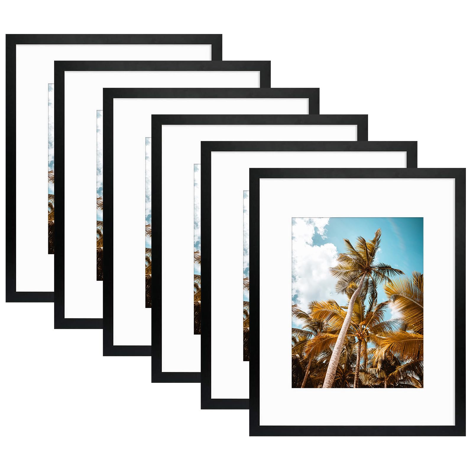 Frametory 16x20 Picture Frame for Wall, Display Picture 11x14 with Mat or 16x20 Without Mat, Gifts for Family (Black, 6 Pack)