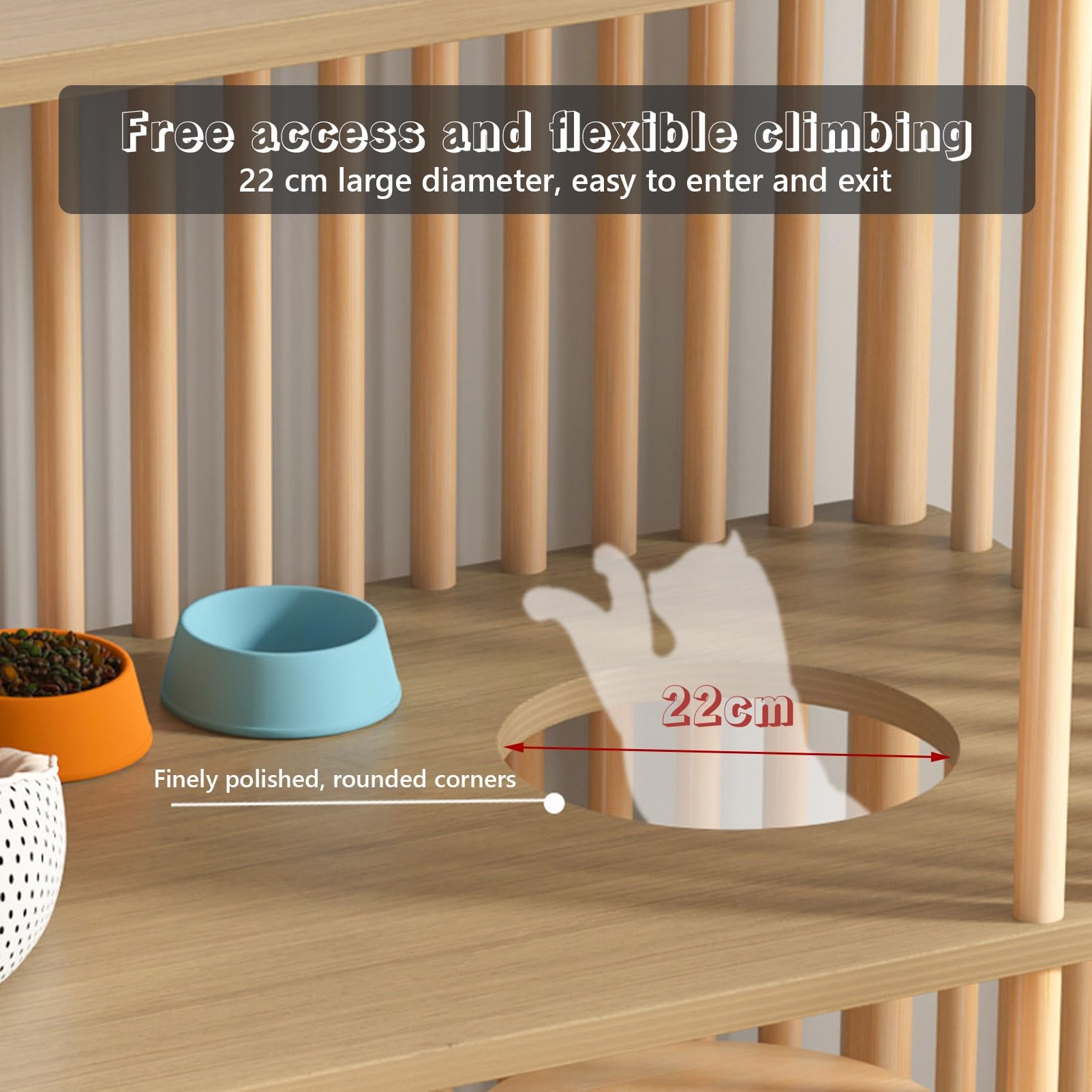 Grande Gabbia per Gatti in Legno a 2 Livelli per Interni - Spaziosa Cuccia per Gatti per 1-3 Gatti con 2 Porte - Recinto Ideale per Piccoli Animali Domestici (112x56x106 cm)