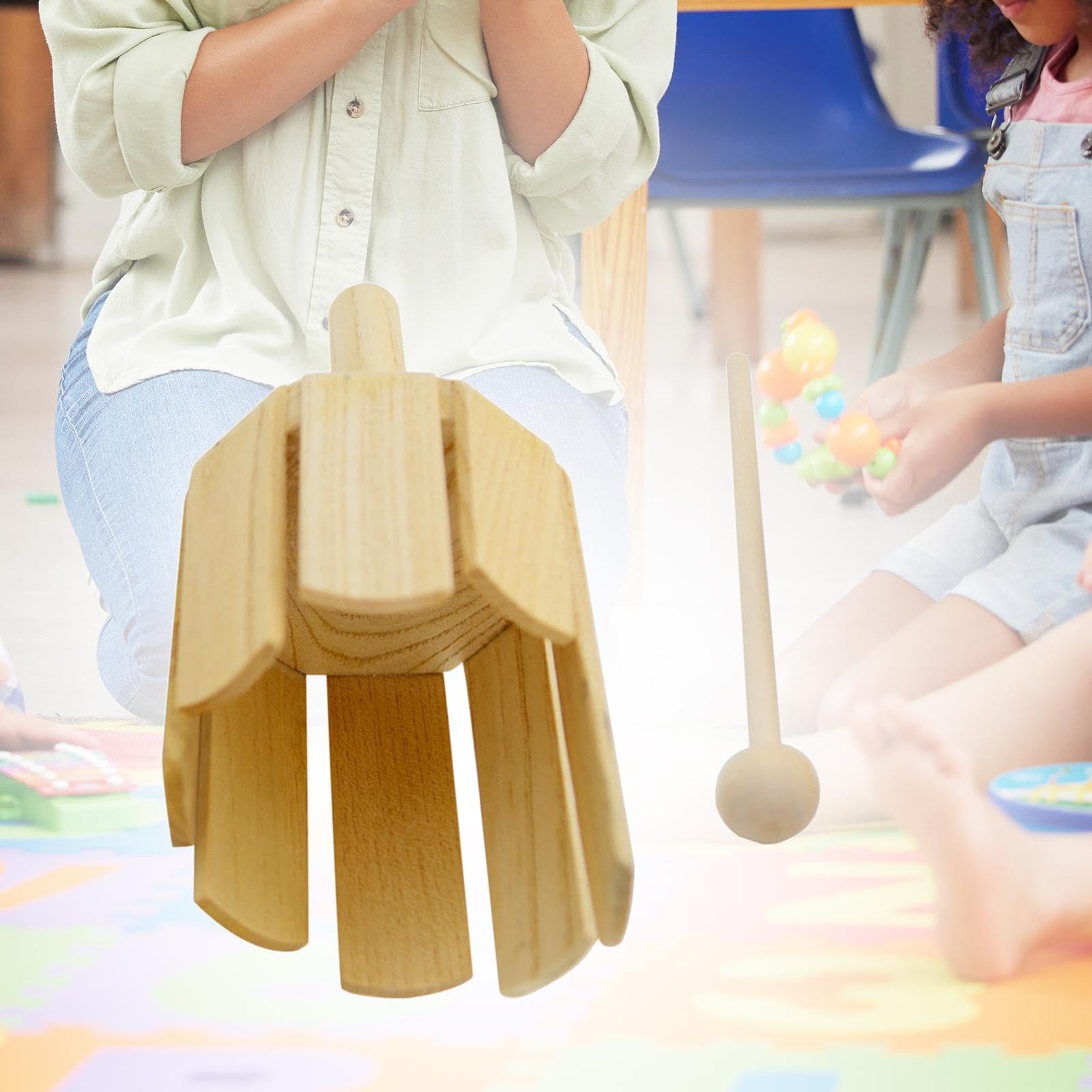 harayaa Holzrührtrommel, Kinder-Holzschlaginstrument, Montessori-Erleuchtung, Holzsounder mit Schlägel für Familiensitzungen