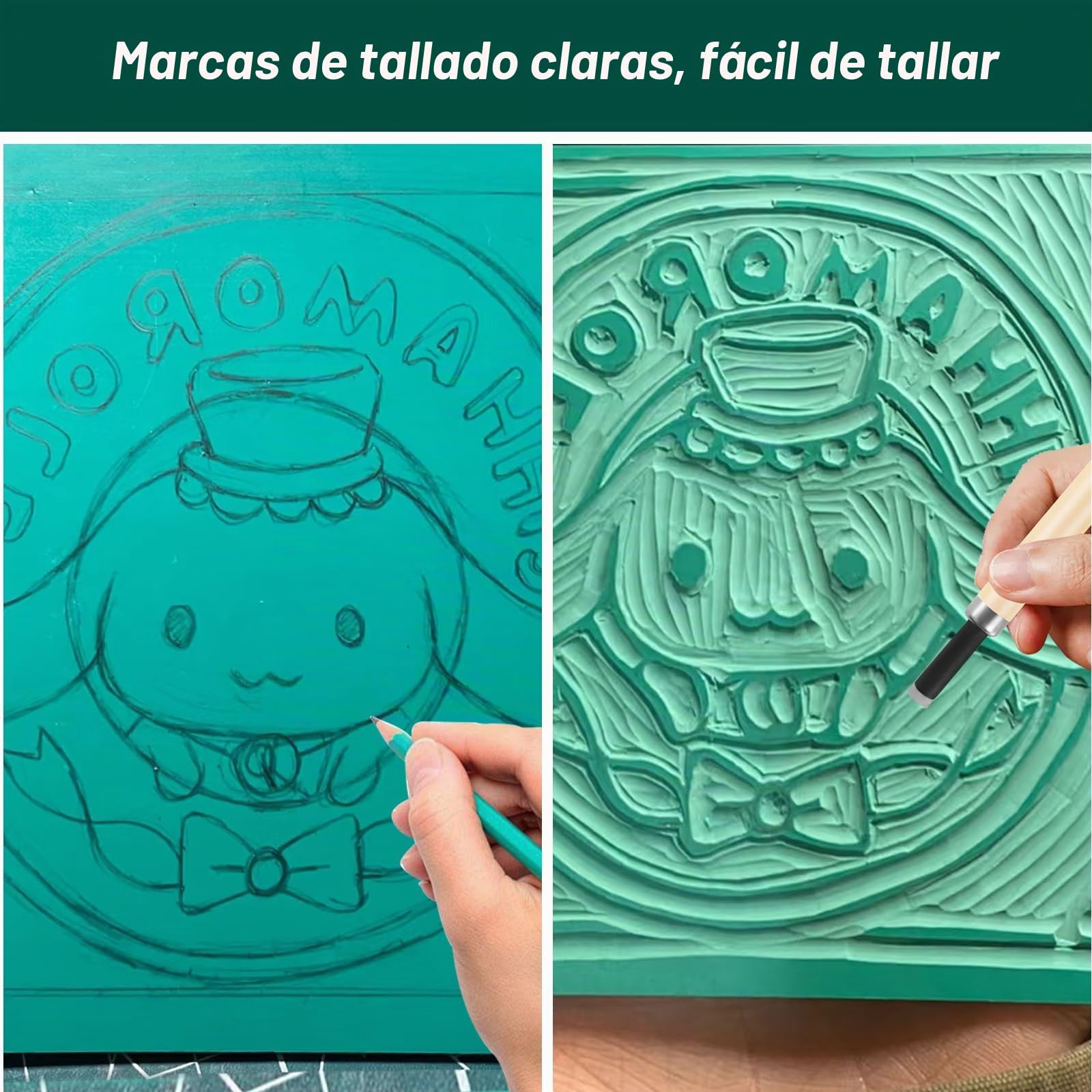 Sheryl&Rain Unidades Juego de Placas de Linóleo, Linoleo A4 A5 A6 Goma Grabado con Papel Laminado, Verde Tallado de Linóleo Tableros para Sellos, Artesanía y Proyectos de Impresión (27 Piezas)