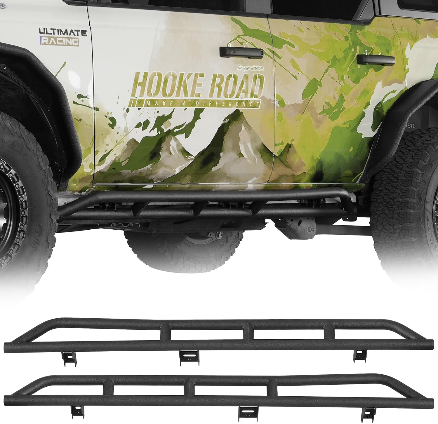 Hooke Road Bronco rock sliders side rail rocker guards 2021-2026 Ford Bronco 4-door