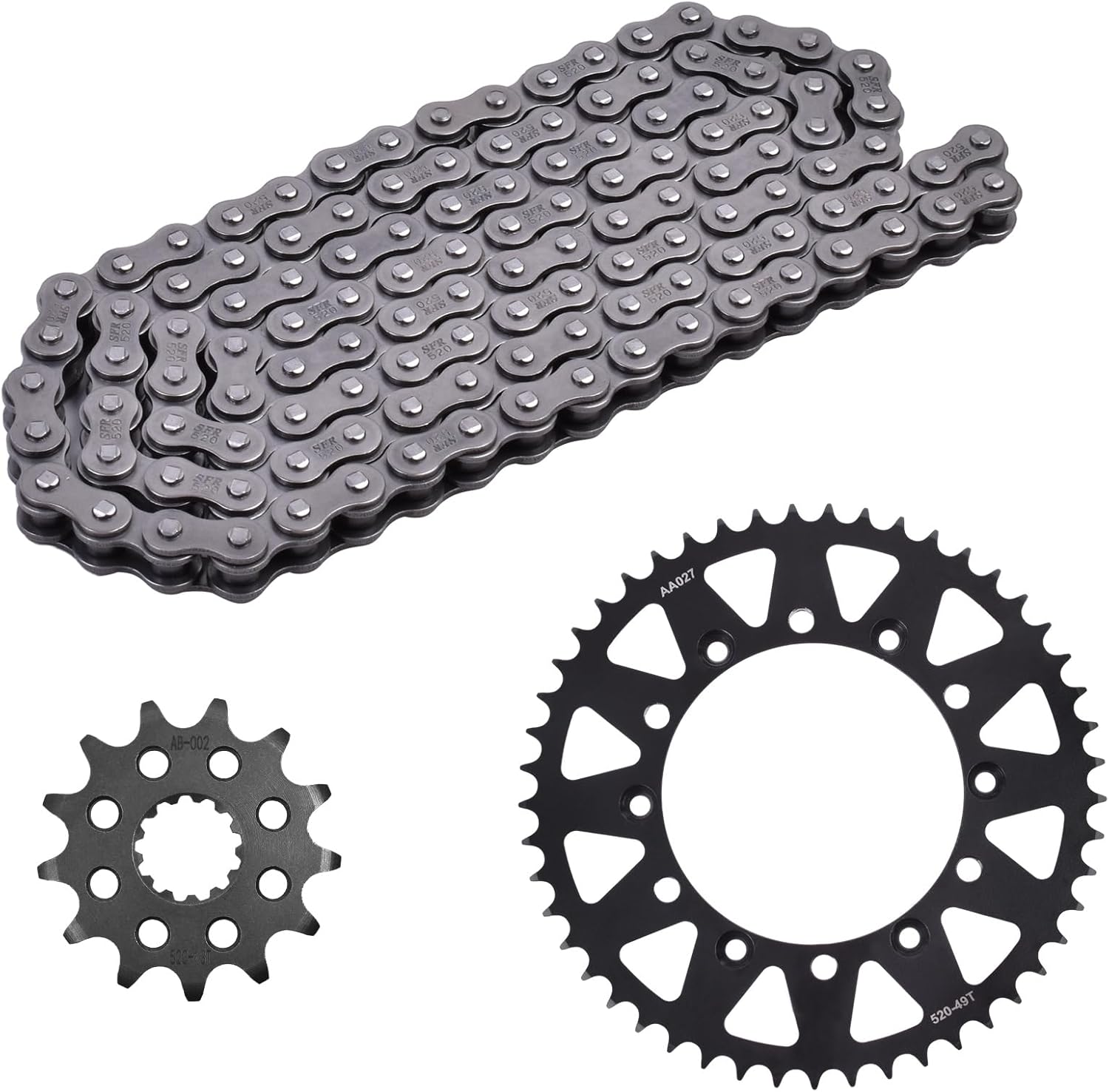 Chain and Sprocket Kit 520 Chain 114Links Front 13T Rear 49T Carburizing Steel Fit for Yamaha YZ450F 33D 2007-2014 YZ450F 2019-2025 for YZ450F Monster 2021-2023 2025
