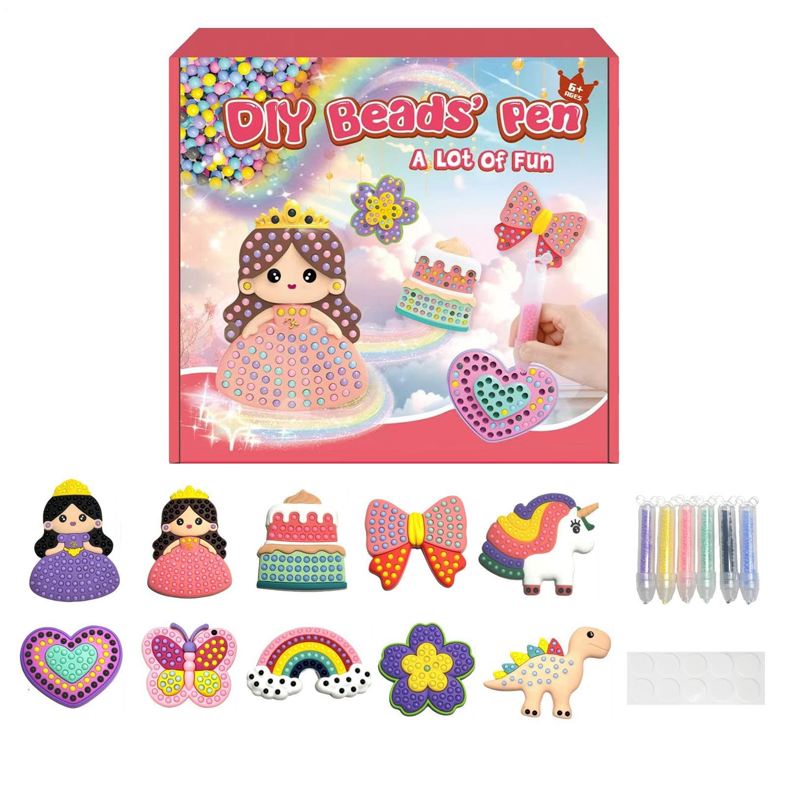 Bead Painting Kit with Stickers, Handmade Art Craft Kit, Kids Painting Beads for Decorating Bags Notebooks Suitcases Picture Frames
