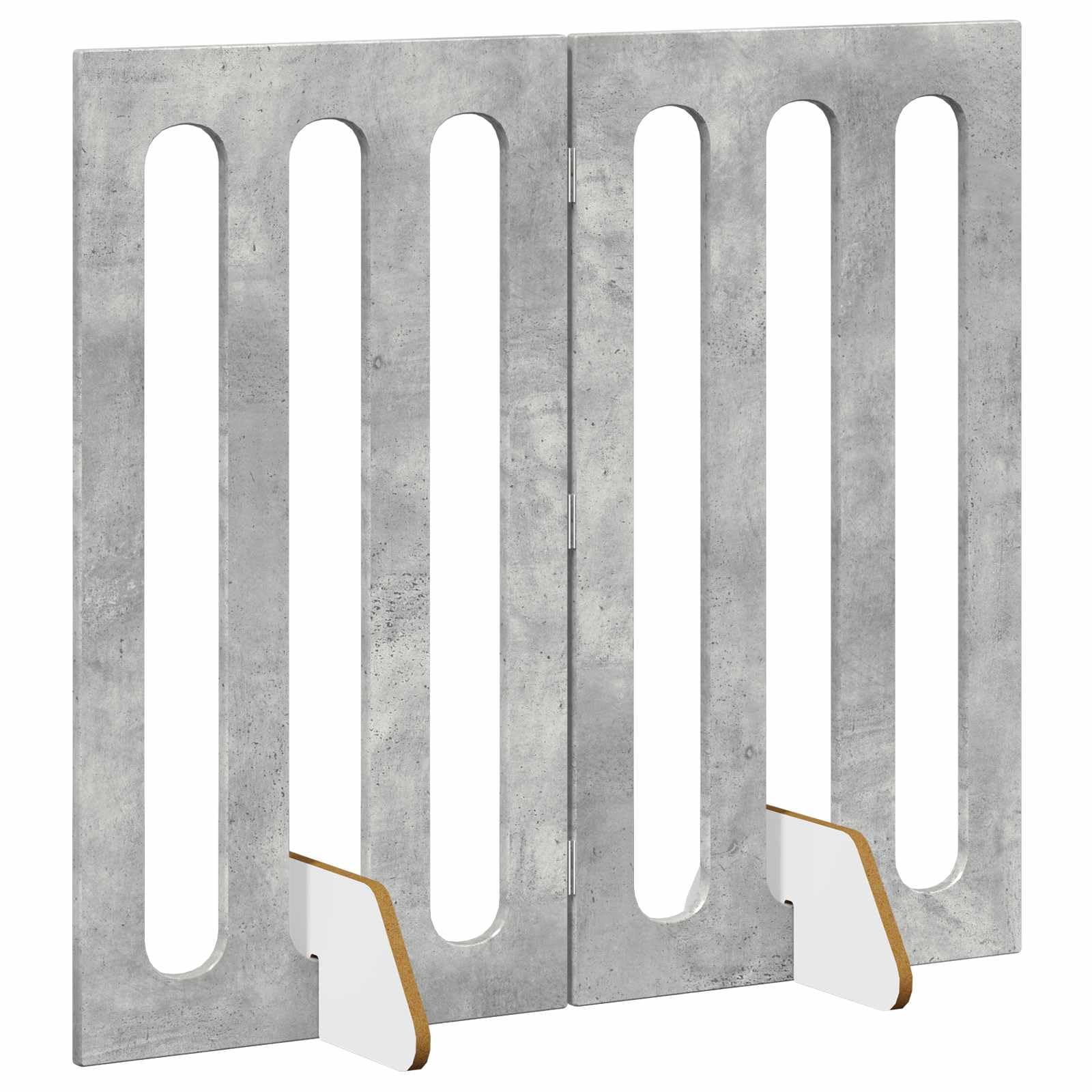 Valla plegable para mascotas de madera gris hormigón, juego de 2 unidades, 100,5 x 38 x 90 cm, interior con paneles plegables de 180 grados para limitación y salida segura