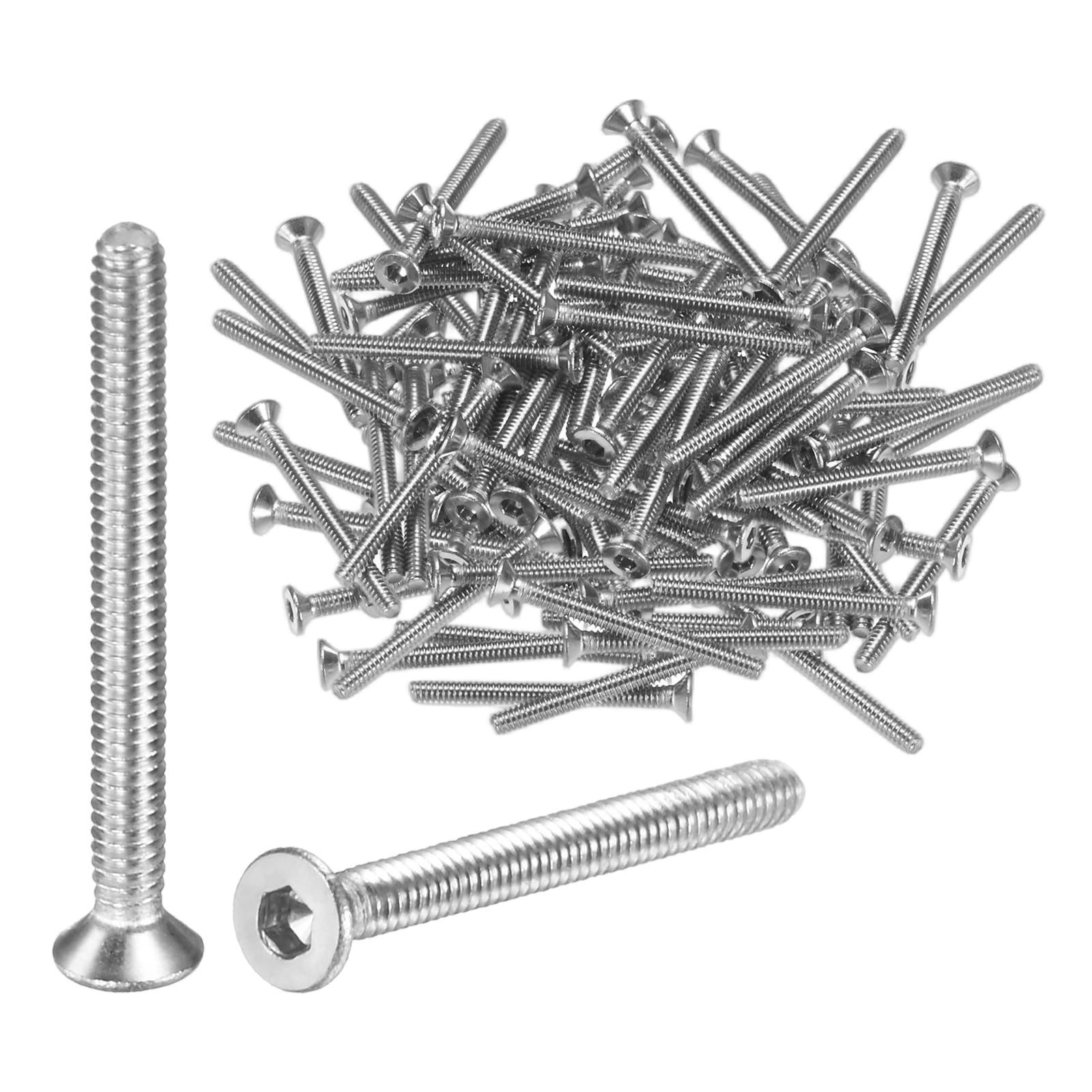 M METERXITY 100-Pack Flat Head Machine Screws M2 x 20mm Inner Hex Socket Cap Screws 304 Stainless Steel Socket Countersunk Fasteners Bolts for Electronics/Machinery Equipment/Home