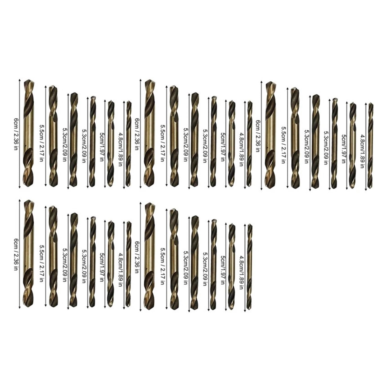 Brocas de cobalto de doble punta Brocas de barrena de doble cabeza, herramienta eléctrica de posicionamiento de perforación de acero alto, brocas eléctricas de apertura de rosca, 6/30 Uds.(30pcs-5set)