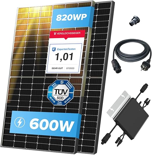 Balkonkraftwerk 600w komplett Steckdose - Hoymiles Balkonkraftwerk Set mit 2x Solarpanel 410W I ...