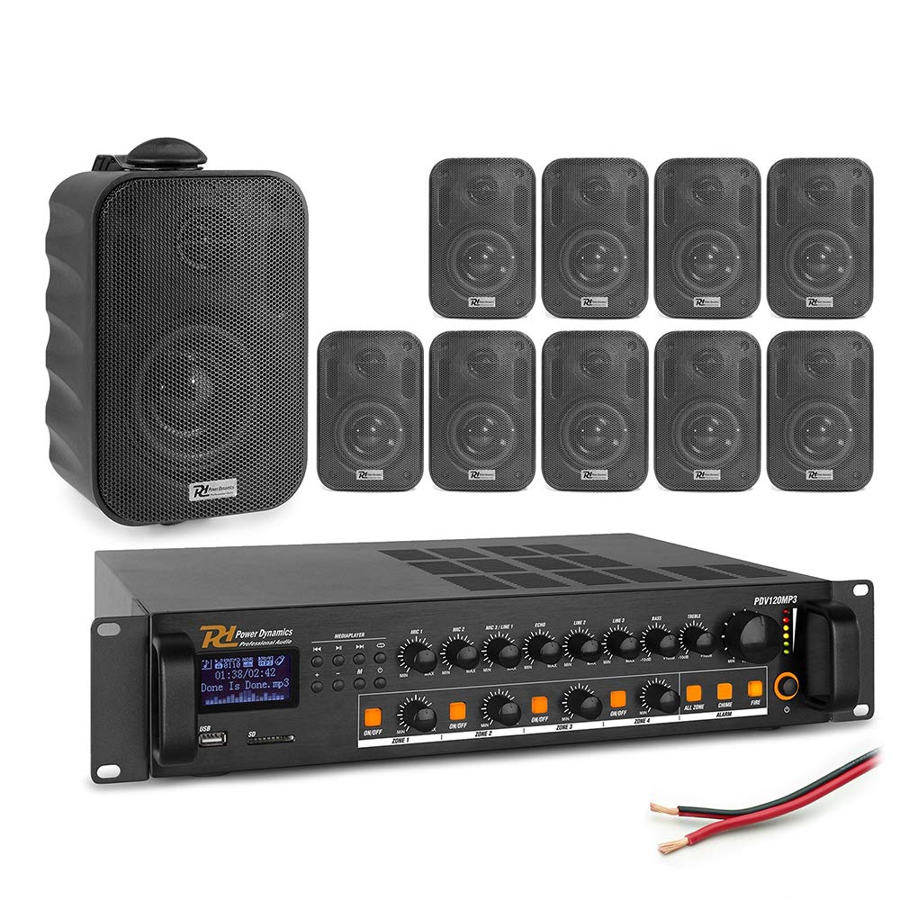 Sponsored Ad – 4-Zone Wall Speaker PA System with 12x BC30V 3" Black Weatherproof Speakers & PDV120MP3 120W Amplifier - Home, Office & Commercial Audio Solution
