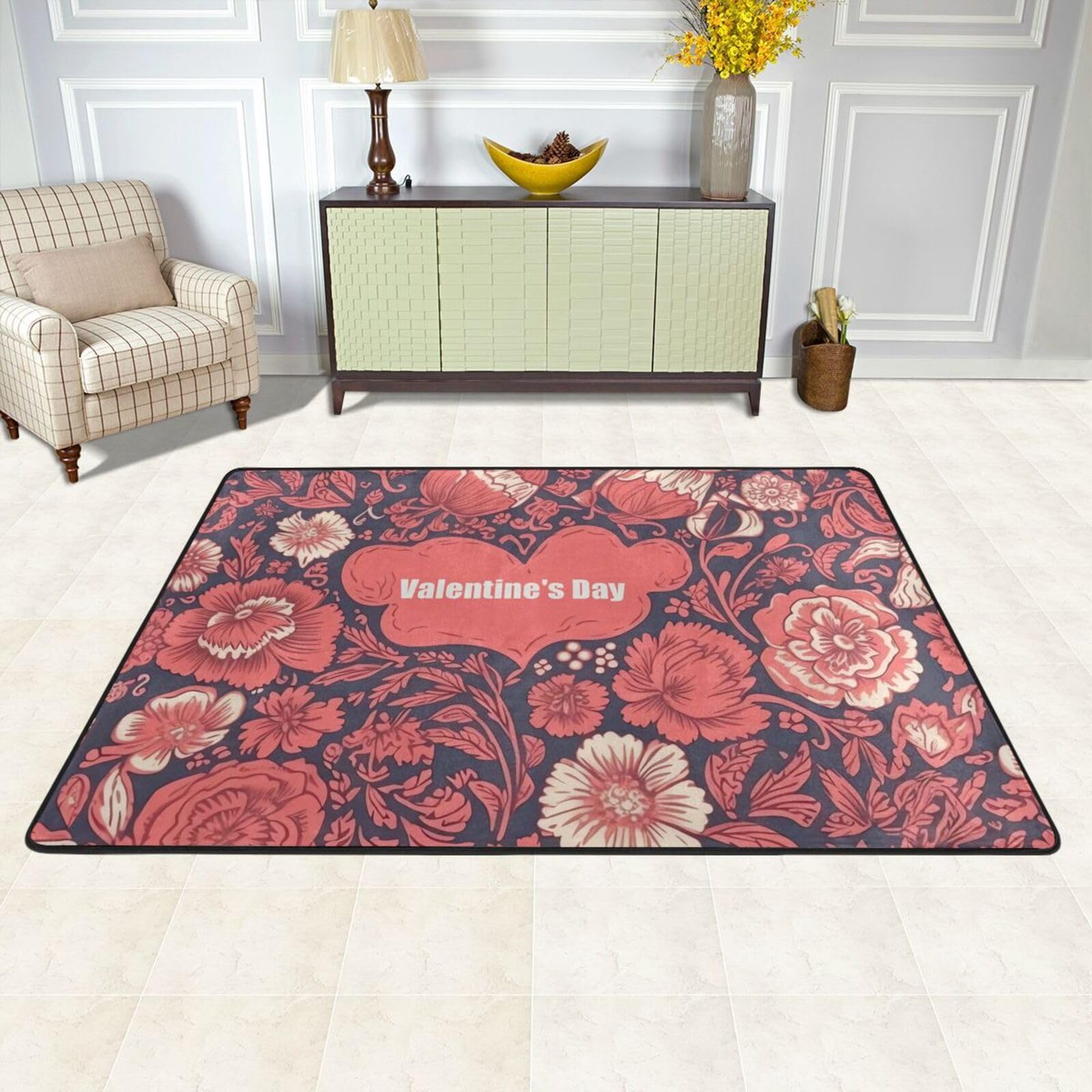 Tapis de sol lavable floral fini les sols glissants dans la cuisine