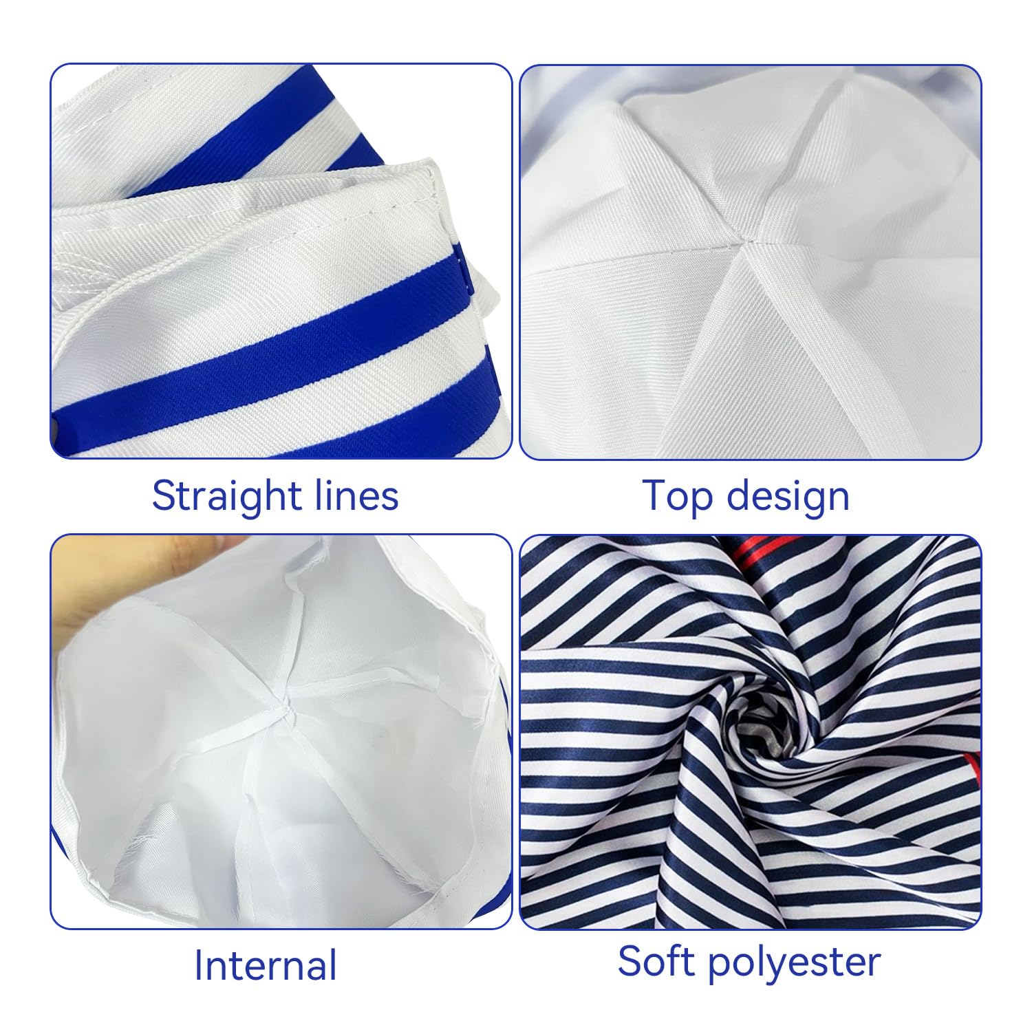 RNSKFG 1 Sailor Hat And 1 Sailor Scarf, L Costume, Naval Party Dress, Role Play Costume Accessories. - Image 3