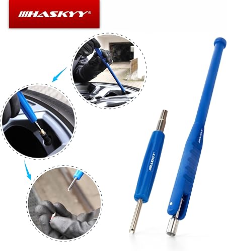 HASKYY Pâte de Montage Pneus Noire 5 kg – Kit de Montage Pneus avec Démonte-Obus, Tire-Valve, Pince d’Équilibrage pour Masses Adhésives et à Frapper & Craie Grasse - 4