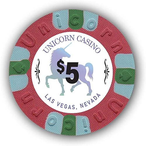 Vista 9 de DA VINCI Paquete de 50 fichas de póquer Unicorn All Clay de 0.32 oz con denominaciones, auténticas fichas de casino ponderadas Negro $100,Azul