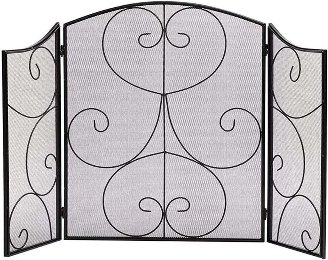 Fireplace Screen Screen Hollow House Carved Folding Iron European Style Fireplace Screen with Mesh Fire Protection Fence Fireplace Screen