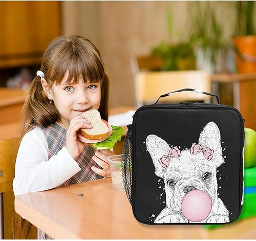 Miniatura 6 de Lonchera con aislamiento térmico de bulldog francés, bolsas de almuerzo para mujer afroamericana, contenedores organizadores para picnic, escuela,