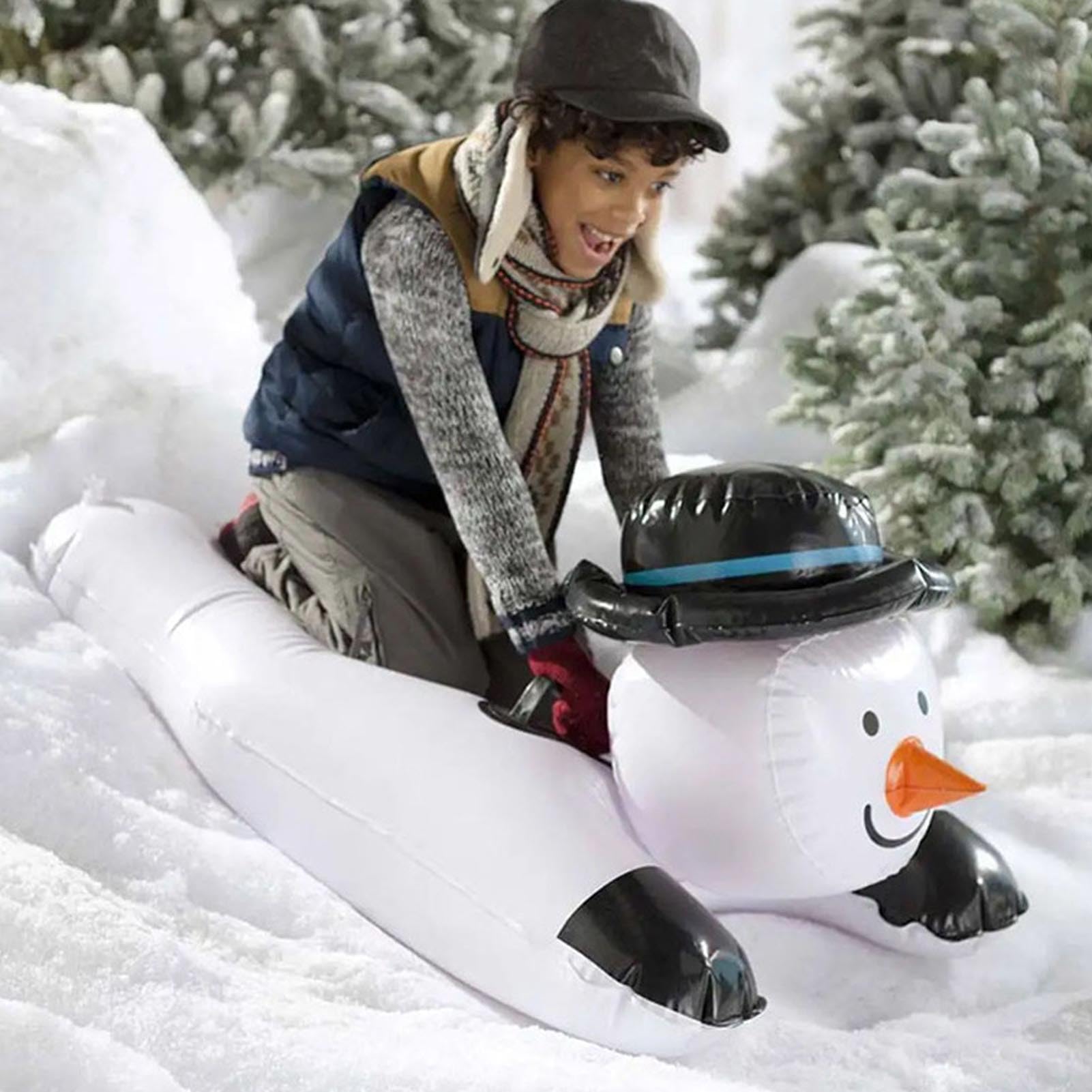 Tubo da neve gonfiabile, pupazzo di neve, tubo da slitta gonfiabile, in PVC spesso invernale con manici robusti per divertimento all'aperto in famiglia