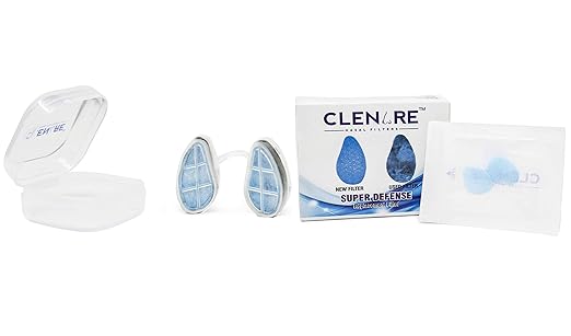 Clenare Invisible Nasal Filter Body with Pre-installed Filters, Washable and Reusable Pollution Filter Nose Mask (1 Filter Body + 5 Replacement Filters Combo Pack, Small Slotted)