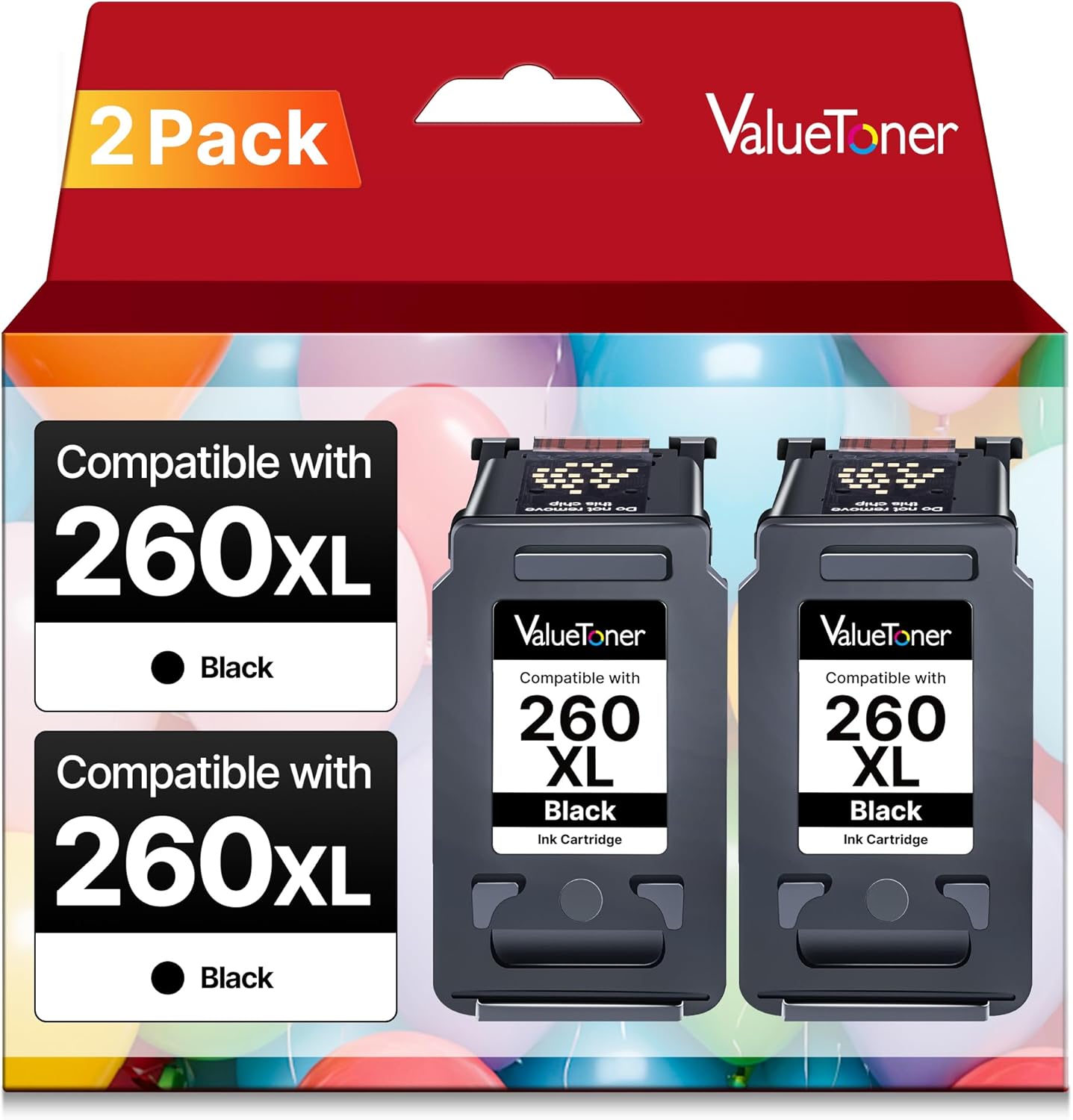 Valuetoner 260XL Ink Cartridge 2-Black Replacement for Canon PG-260 Black Ink Cartridge 260XL Easy High Yield for Canon Pixma TS6420a TS6420 TS6400 TR7020 TR7020a TTR7022 TR7022a TS5300 TS5320 Printer