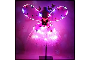 Girls LED Light Up Angel Wings Kids Butterfly Wings Costume 4Pcs Sets
