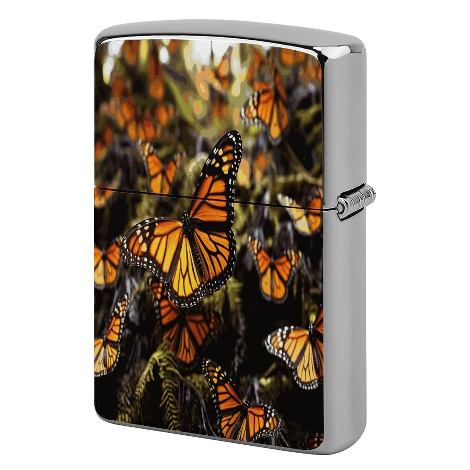 Btcowzrv Style Monarch Butterfly Cluster Metal Lighter Case Sleeve Cover Holder