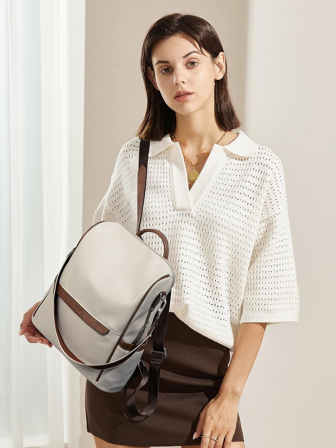 CLUCI Womens Backpack Purse PU Leather Anti-theft Large Fashion Designer Travel Bag Ladies Shoulder Bags | Purse, Fashion, Ladies, Shoulder Bags, Purse, Ladies - Image 2