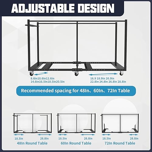 Miniatura 3 de Carrito de mesa plegable, carrito de mesa plegable de 79 pulgadas de largo x 33 pulgadas de ancho x 39 pulgadas de alto con 6 ruedas para diferentes