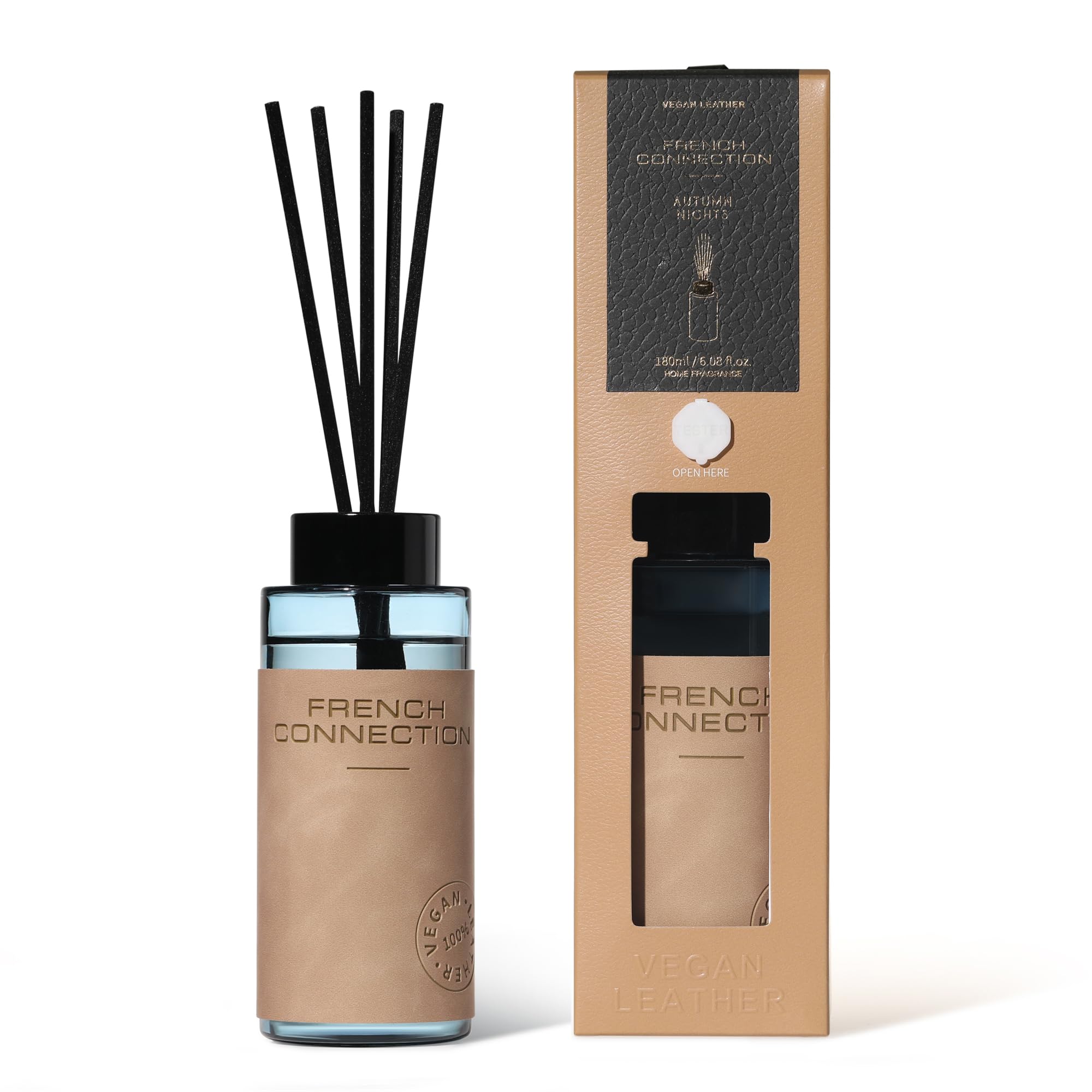 French Connection Leather Range Liquid Diffuser – Autumn Nights – 180ML (5 Reeds)