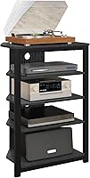 HOMCOM 4-Tier Corner TV Stand Media Shelf with Cable Management - Black AV Rack for DVD, Xbox, Router, Game Consoles