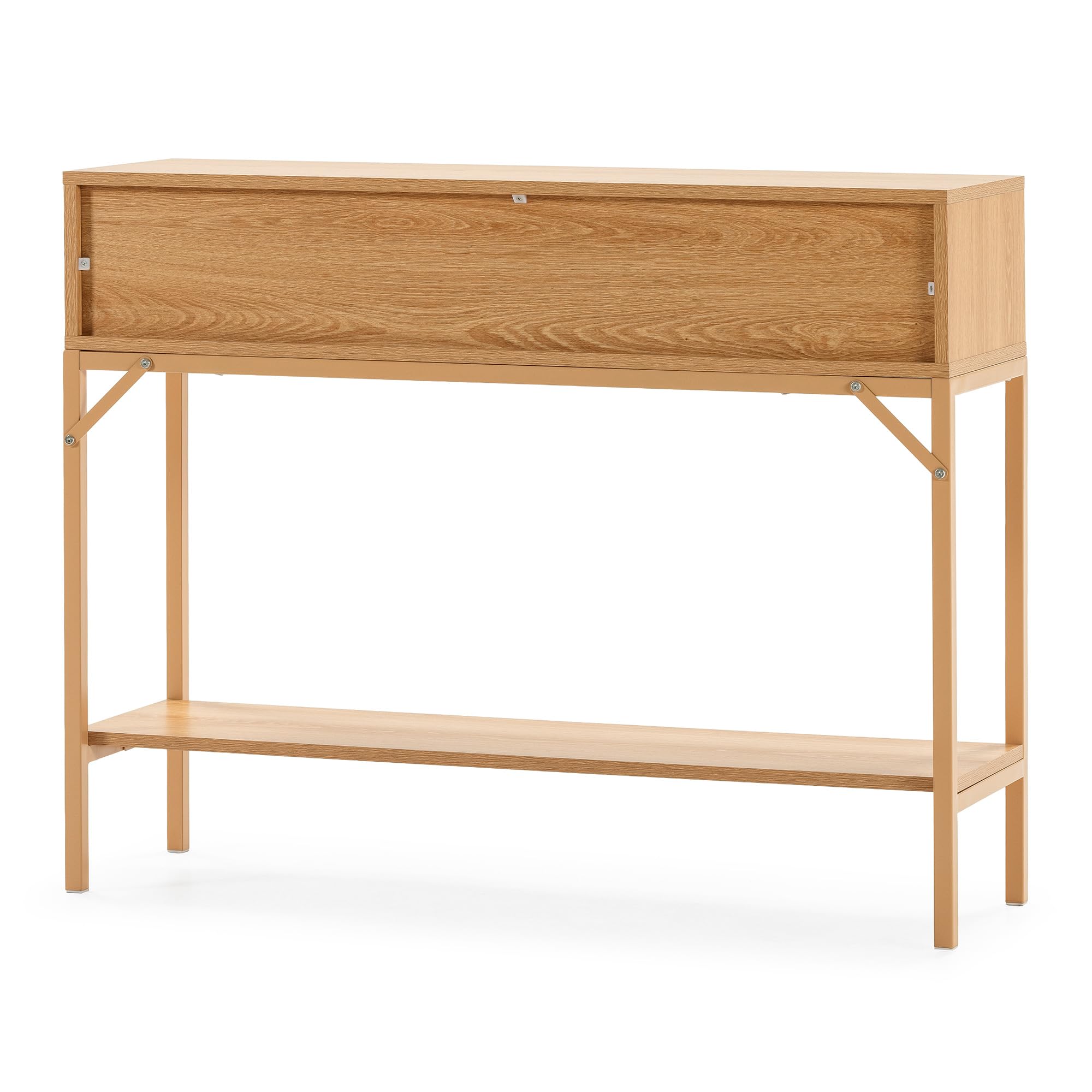 HOMN LIVING Mesa Consola recibidor Lluvia 2 cajones Color Roble, 100 cm (Ancho) 30 cm (Profundo) 80 cm (Altura)