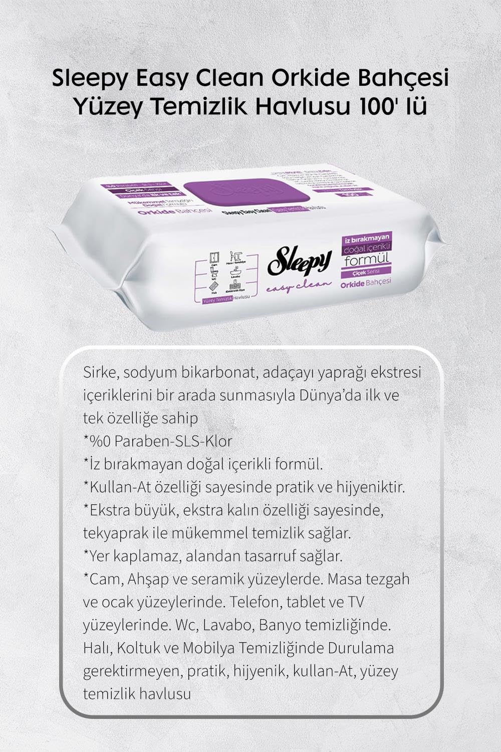 Sleepy 100'lü Orkide ve Kiraz, Kireç ve Yağ Çözücü 30'lu Temizlik Havlusu ve Rosie Hediye