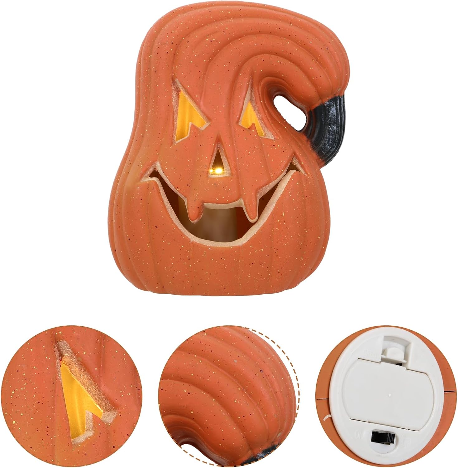 Halloween LED Halloween Pumpkin Light 5x6in Jack-O-Lantern Light for Table Decor 2AA Battery (Not Included)
