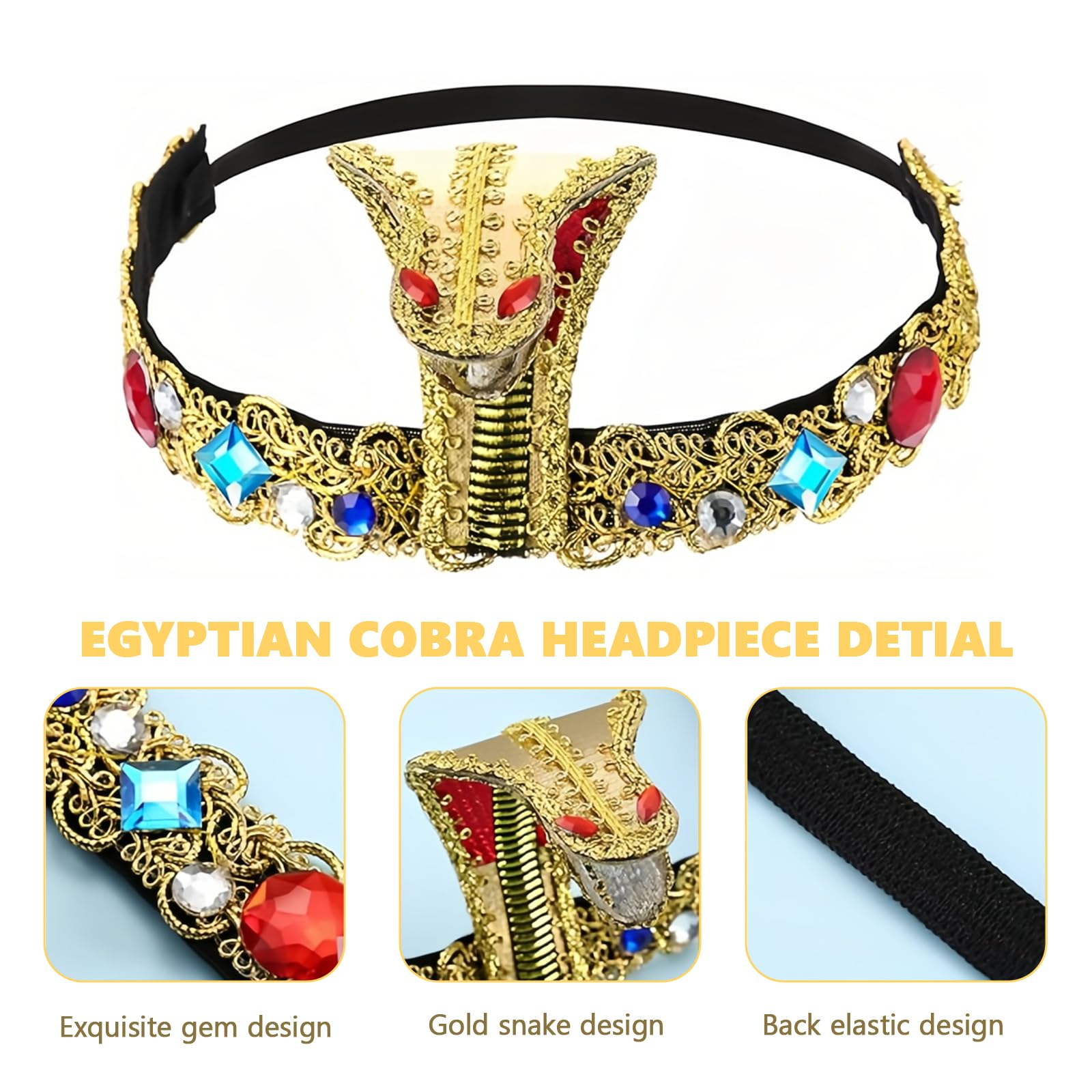 IOHJSA 7PCS Egyptian Costume Accessories, Cleopatra Costume with Egyptian - Image 3