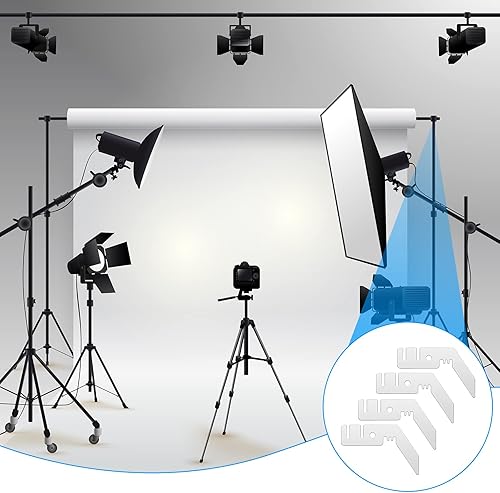 Miniatura 6 de Wenyrich Colgador de barra transversal doble de 3 pulgadas, 4 piezas, tubería y cortina, colgador de cenefa de boda para telón de fondo, portátil,