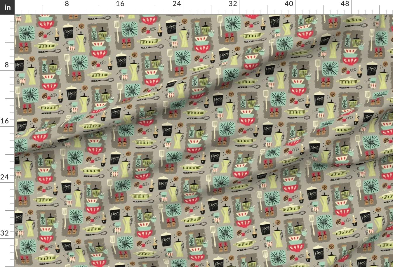 Spoonflower Fabric - Kitchen Retro Food Coffee Mid Century Look Modern Printed on Minky Fabric by The Yard - Sewing Baby Blankets Quilt Backing Plush