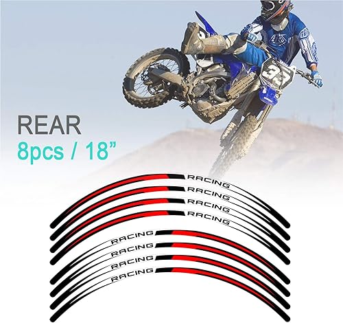 Miniatura 5 de KETABAO MX - Cinta adhesiva para llantas de bicicleta R02 (21 18 pulgadas), compatible con YZ125X YZ250X YZ250FX YZ450FX 20 (rojo)