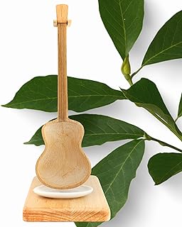 Winkee Rocks - Gitarren Kochlöffel mit Ständer - Musikalische Küchenhelfer aus holz I Spülmaschinenfeste Tropfschale dabei I Ideal zum Portionieren