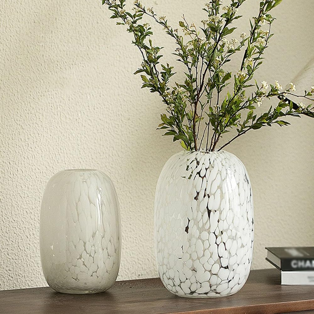 Flower Vases White Polka Dot Glass Vase Decorative Ornament Flower