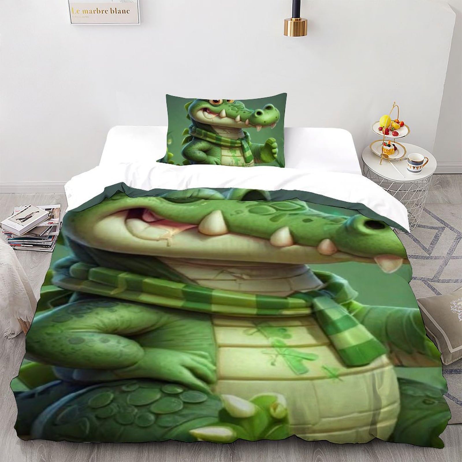 Linge de lit crocodile en microfibre de qualité supérieure, housse de couette single 135x200