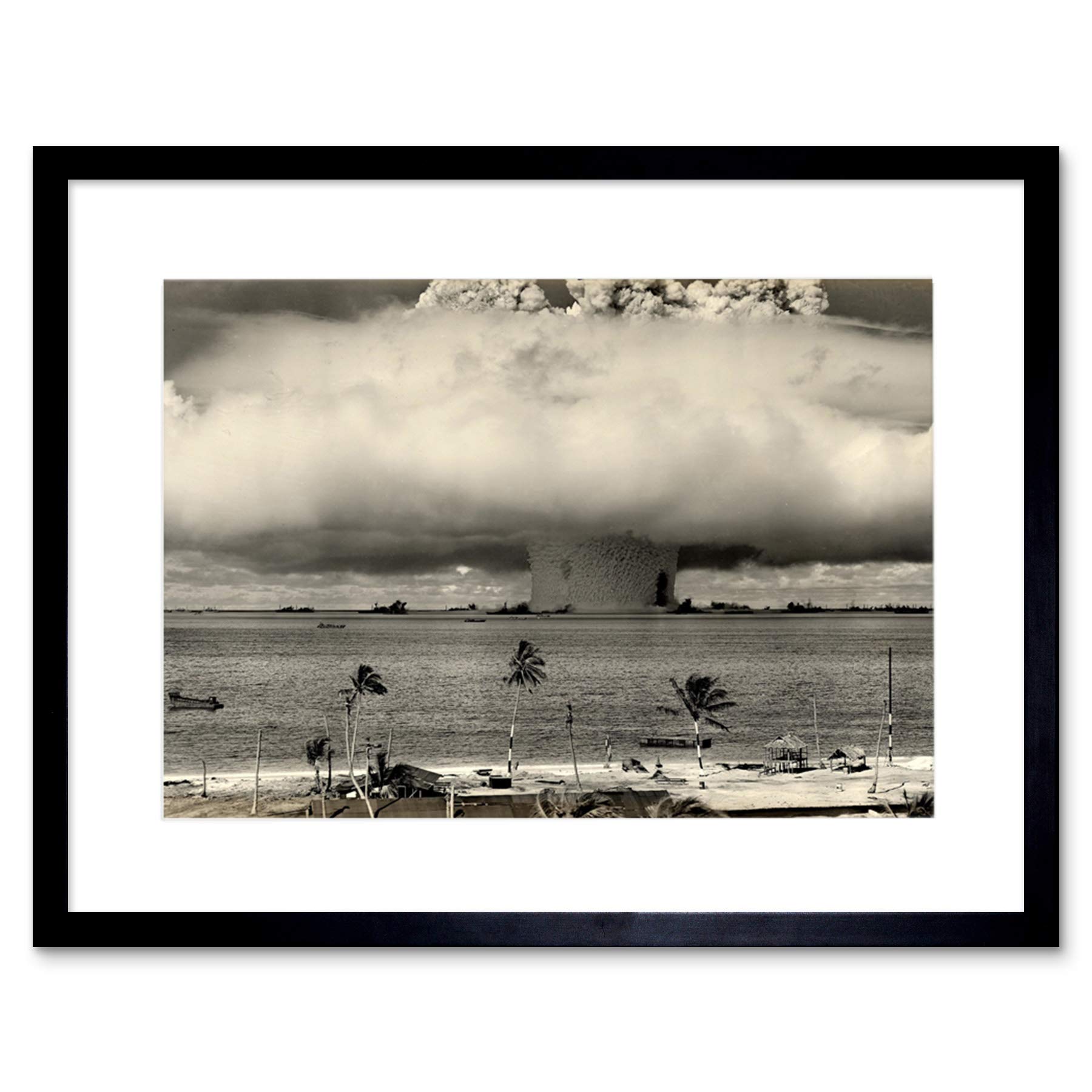 Wee Blue Coo Vintage Photo Atomic Bomb Mushroom Cloud Bikini Framed Wall Art Print