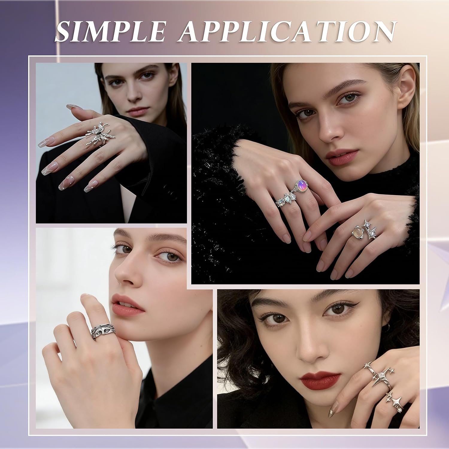 15 Pcs Y2k Rings Silver For Women Punk Grunge Goth Gothic Coquette Adjustable Vintage Irregular Rings Moonstone Butterfly Star Cool Statement Ring Y2k Aesthetic Accessories Jewlery Gift
