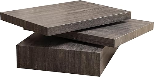 Mesa de centro, de madera, cuadrada, giratoria.