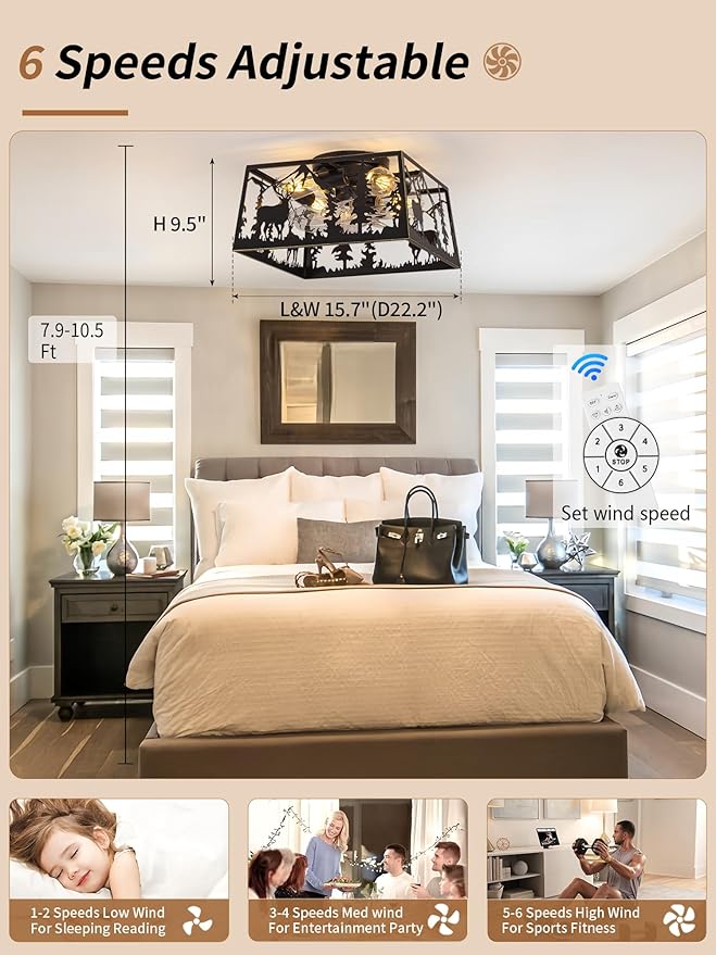 Ventilador de Techo 22.2 Pulgadas con Luz y Control Remoto 1 miniatura 4